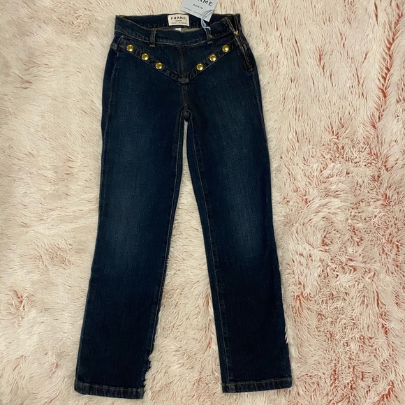 FRAME DENIM Le High Embellished Straight Jeans 23 - Picture 4 of 8